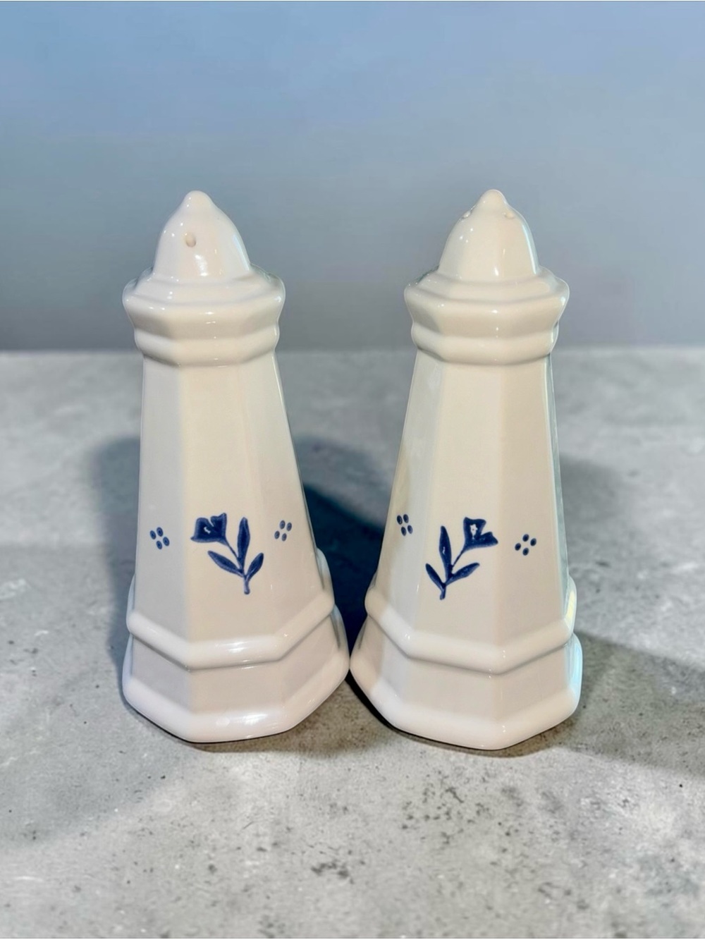 Antique hand painted ceramic salt & pepper shakers